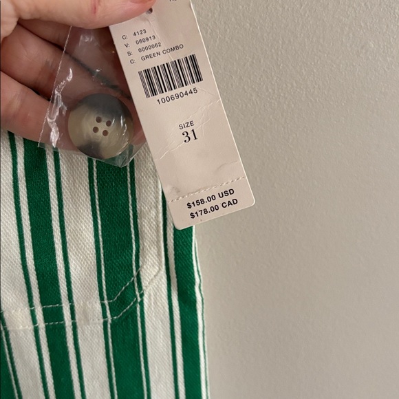 NWT Maeve• The Colette — the full length- green and white vertical stripe pants - Picture 6 of 10